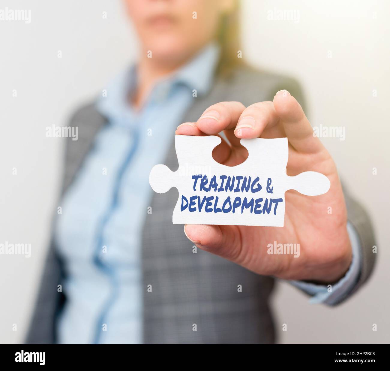 Sign displaying Training And Development, Business idea Organize Additional Learning expedite Skills Businesswoman Find Strategy For Resolving Missing Stock Photo