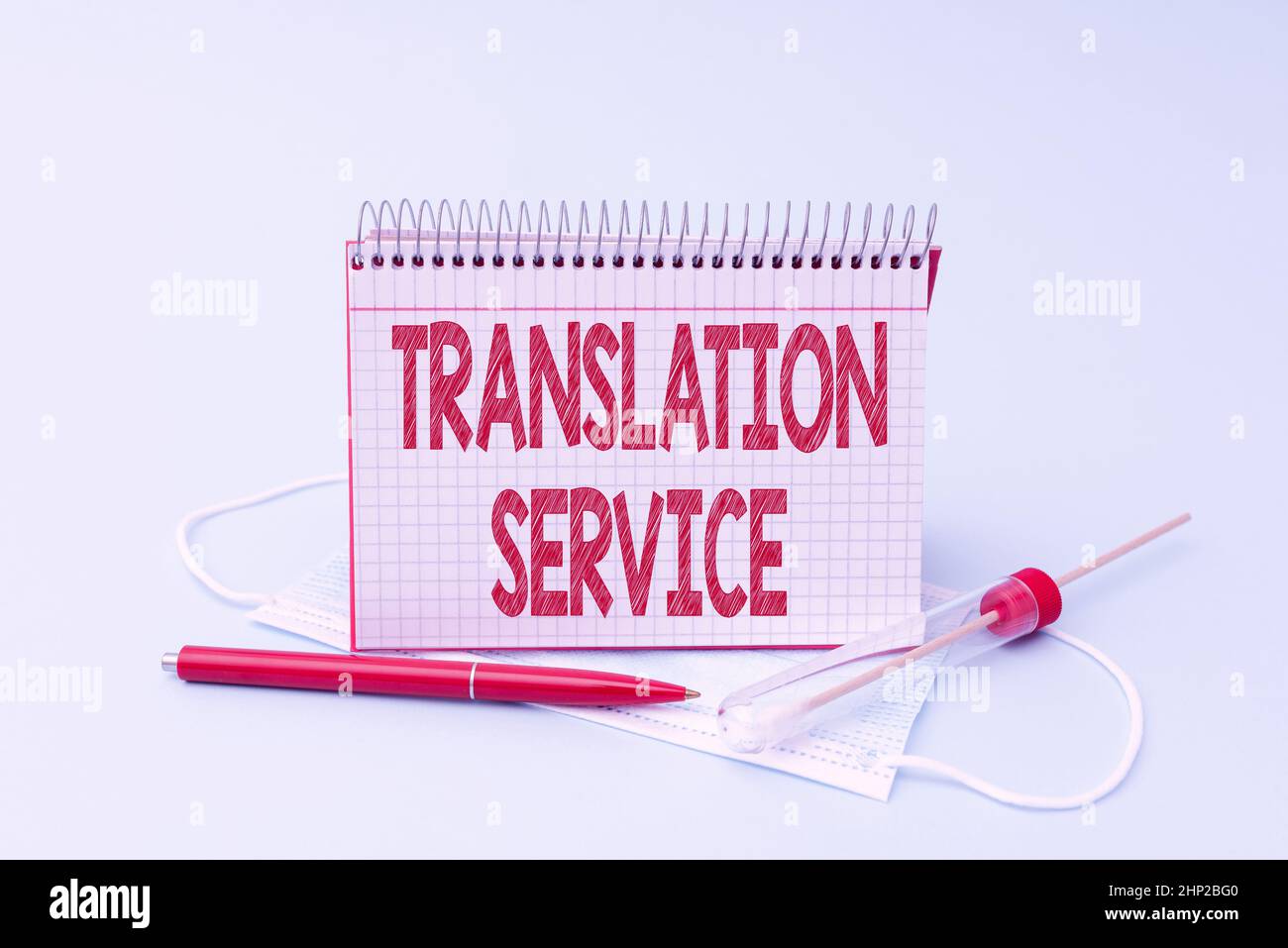 Writing displaying text Translation Service, Concept the