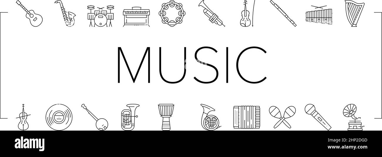 Music Instruments Performance Icons Set Vector Stock Vector Image & Art ...