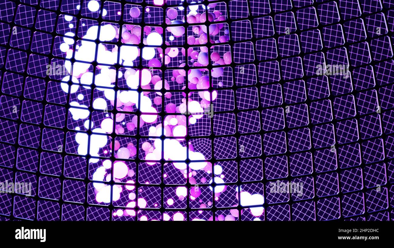 Bright bubbles in net sphere 4K UHD 3D illustration Stock Photo - Alamy