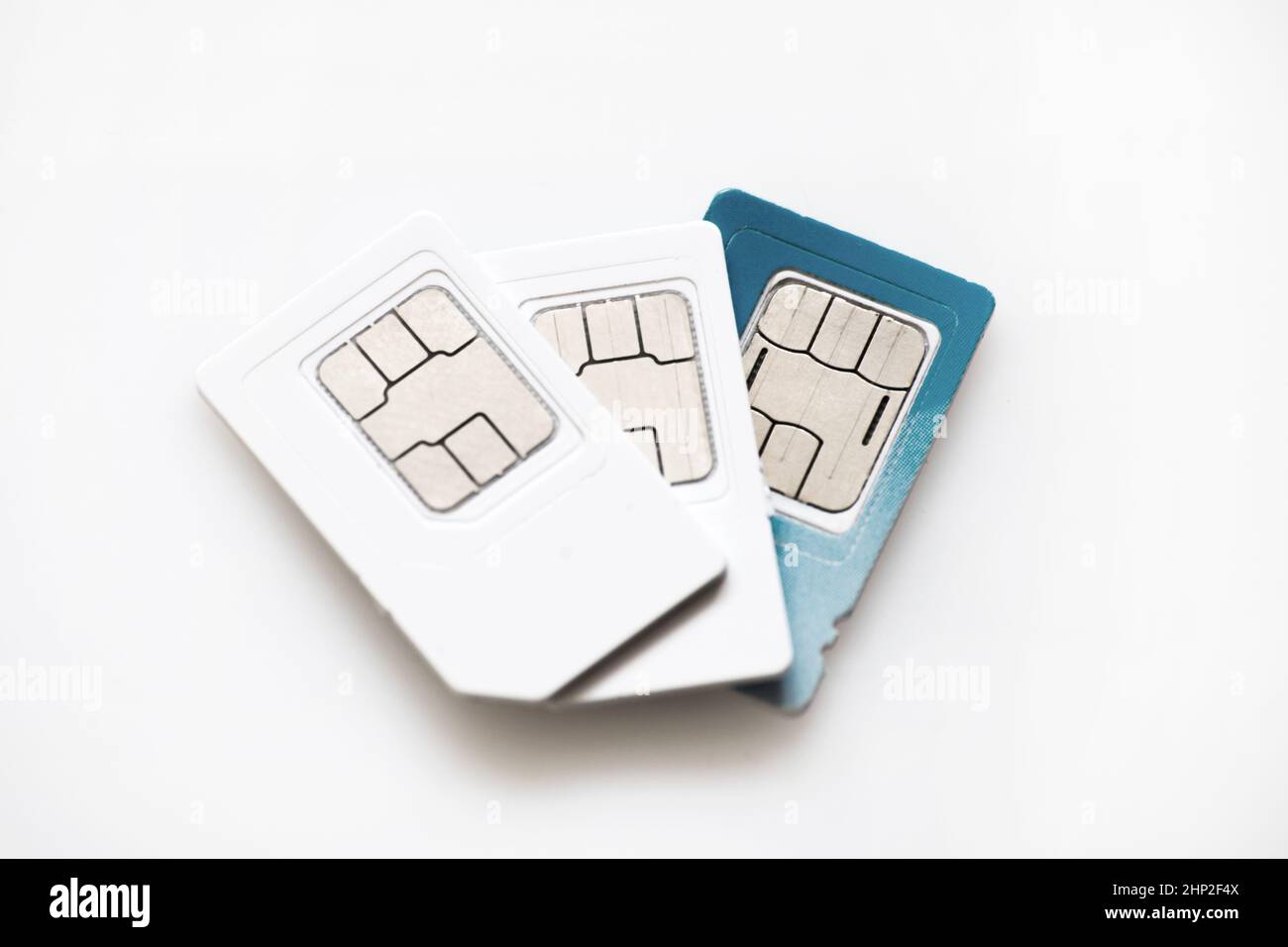 sim phone cards isolated on white background Stock Photo