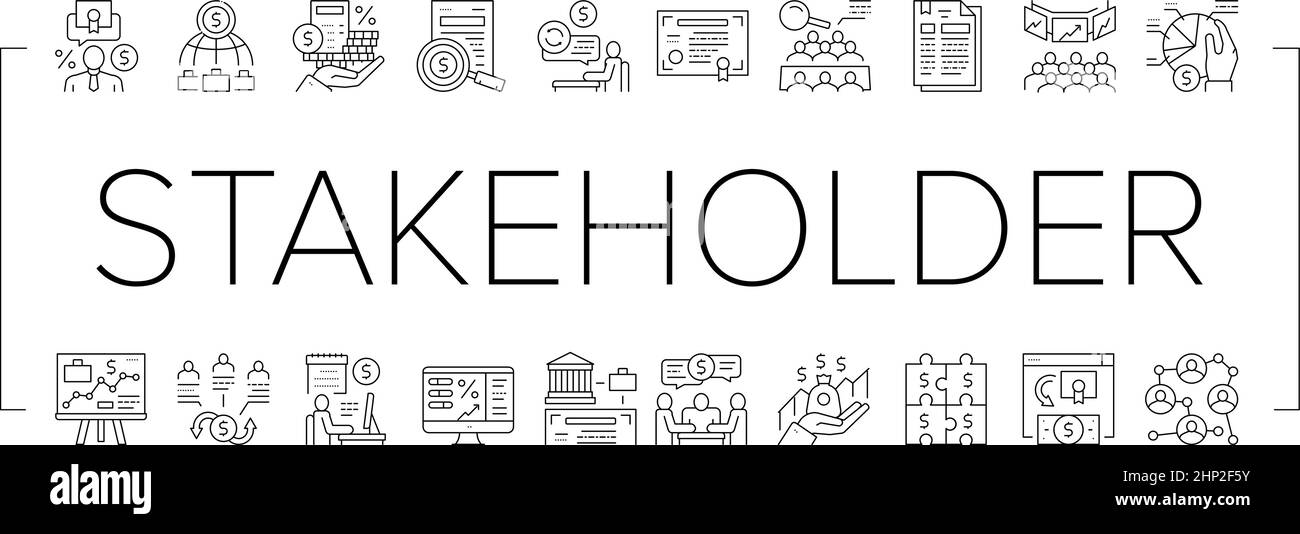 Stakeholder Business Collection Icons Set Vector Stock Vector Image ...
