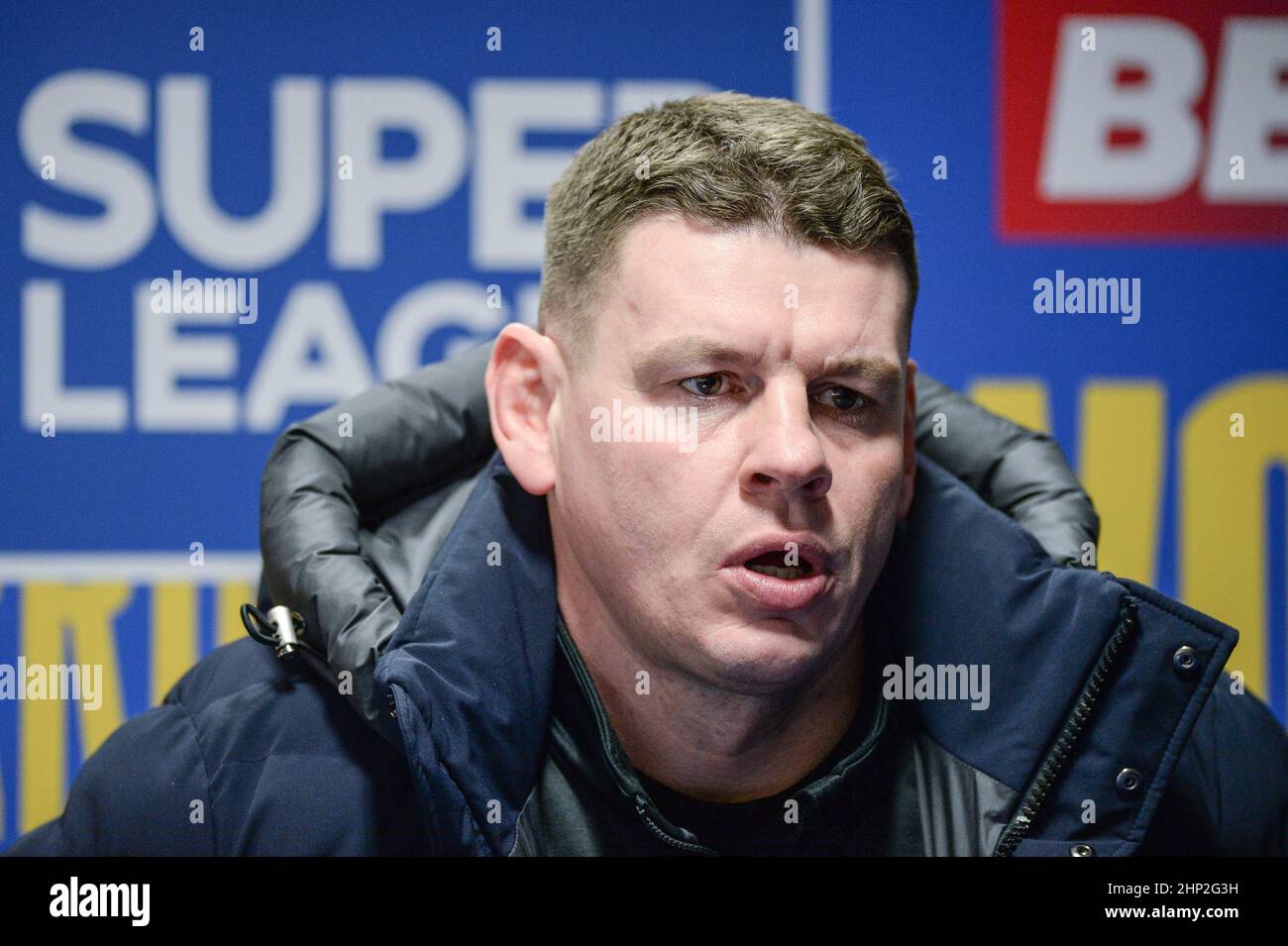 Warrington, England - 17 February 2022 - during the Rugby League Betfred Super League Round 2 Warrington Wolves vs Castleford Tigers at Halliwell Jones Stadium, Warrington, UK  Dean Williams Stock Photo