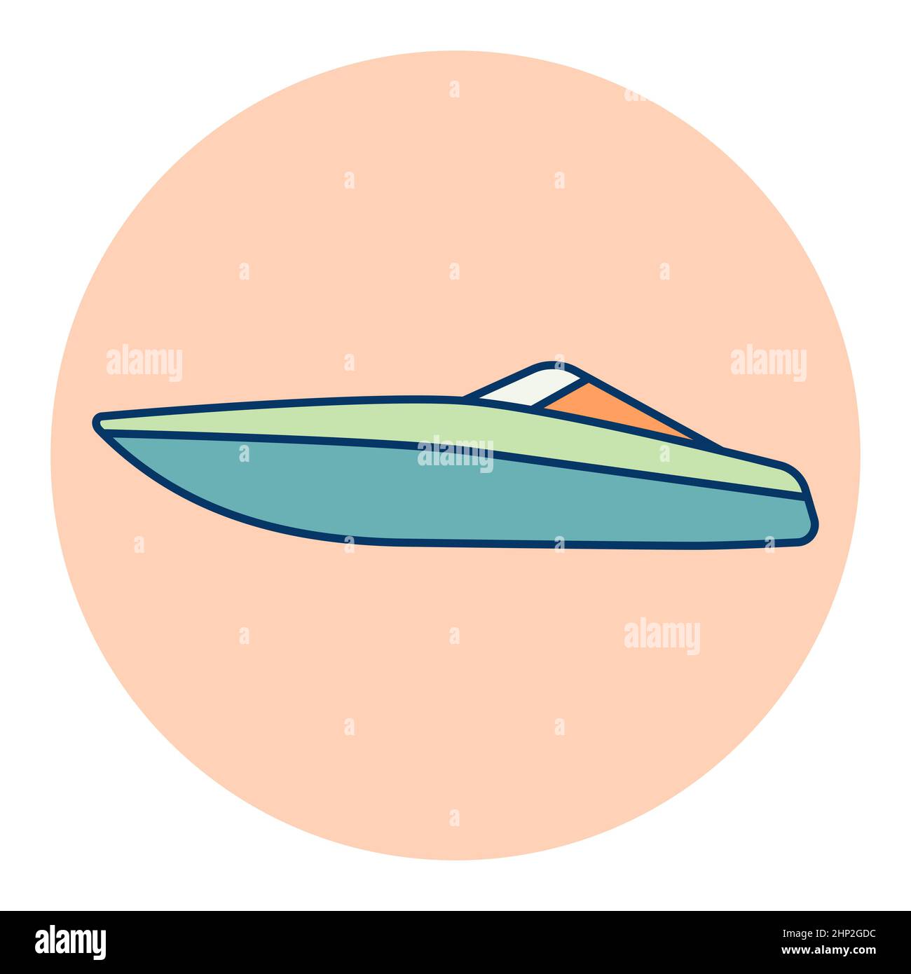 Speedboat line icon logo design marine, ship, vessel, side view