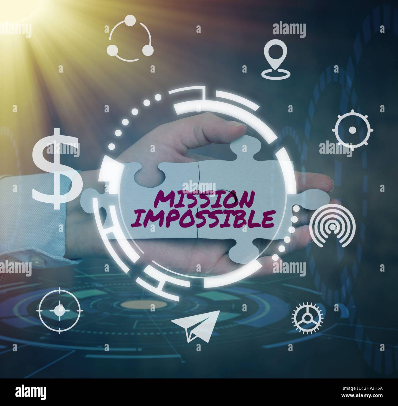 Hand writing sign Mission Impossible, Word for Difficult Dangerous