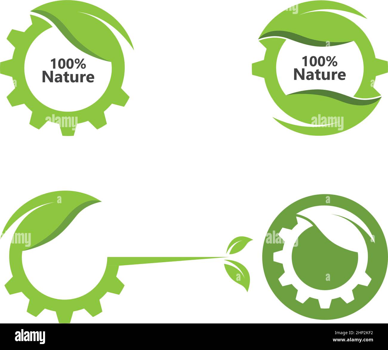 gear leaf 100% nature  vector icon illustration design Stock Vector