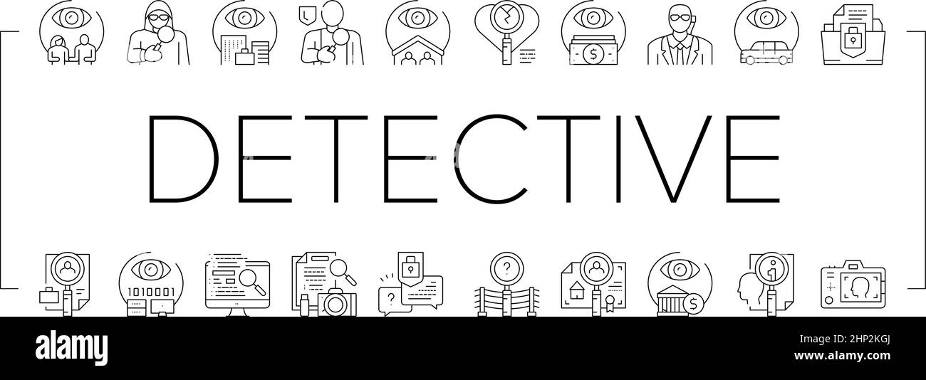 Private Detective Collection Icons Set Vector Stock Vector Image & Art ...