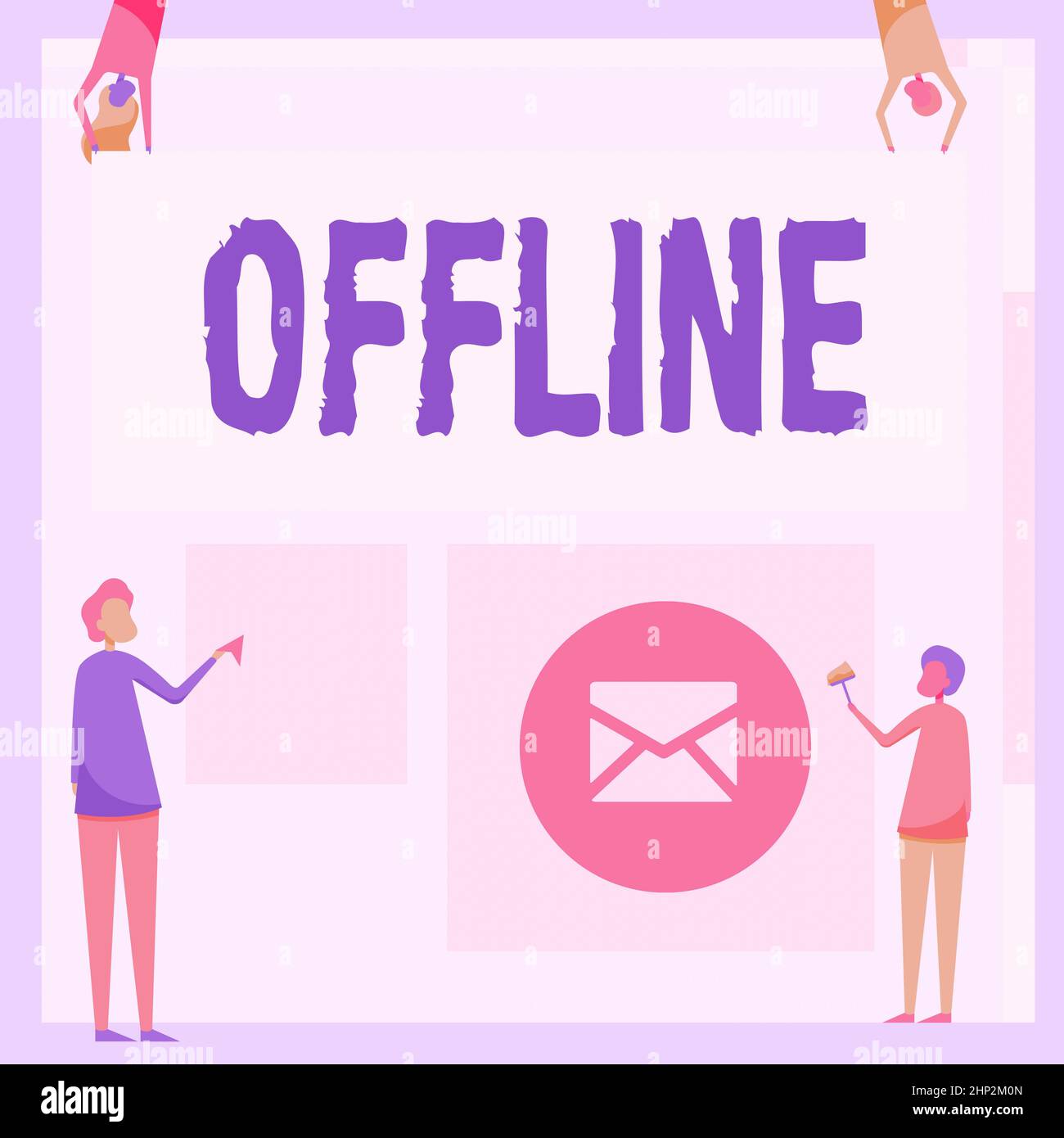 Hand writing sign Offline, Business overview Not having directly ...