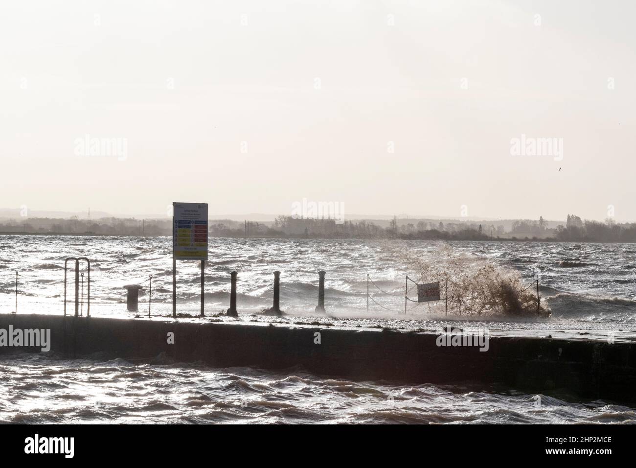 0900 Friday 18th February 2022. Storm Eunice Lydney Harbour, Forest of