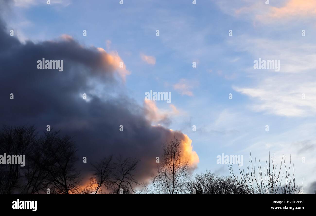 Stunning dark cloud formations right before a thunderstorm. Stock Photo