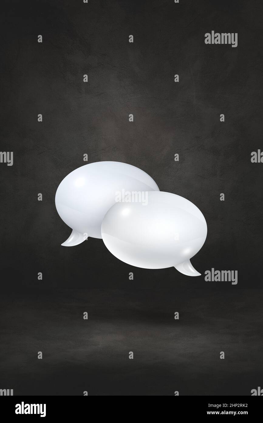 3D white speech bubbles isolated on black vertical background Stock ...