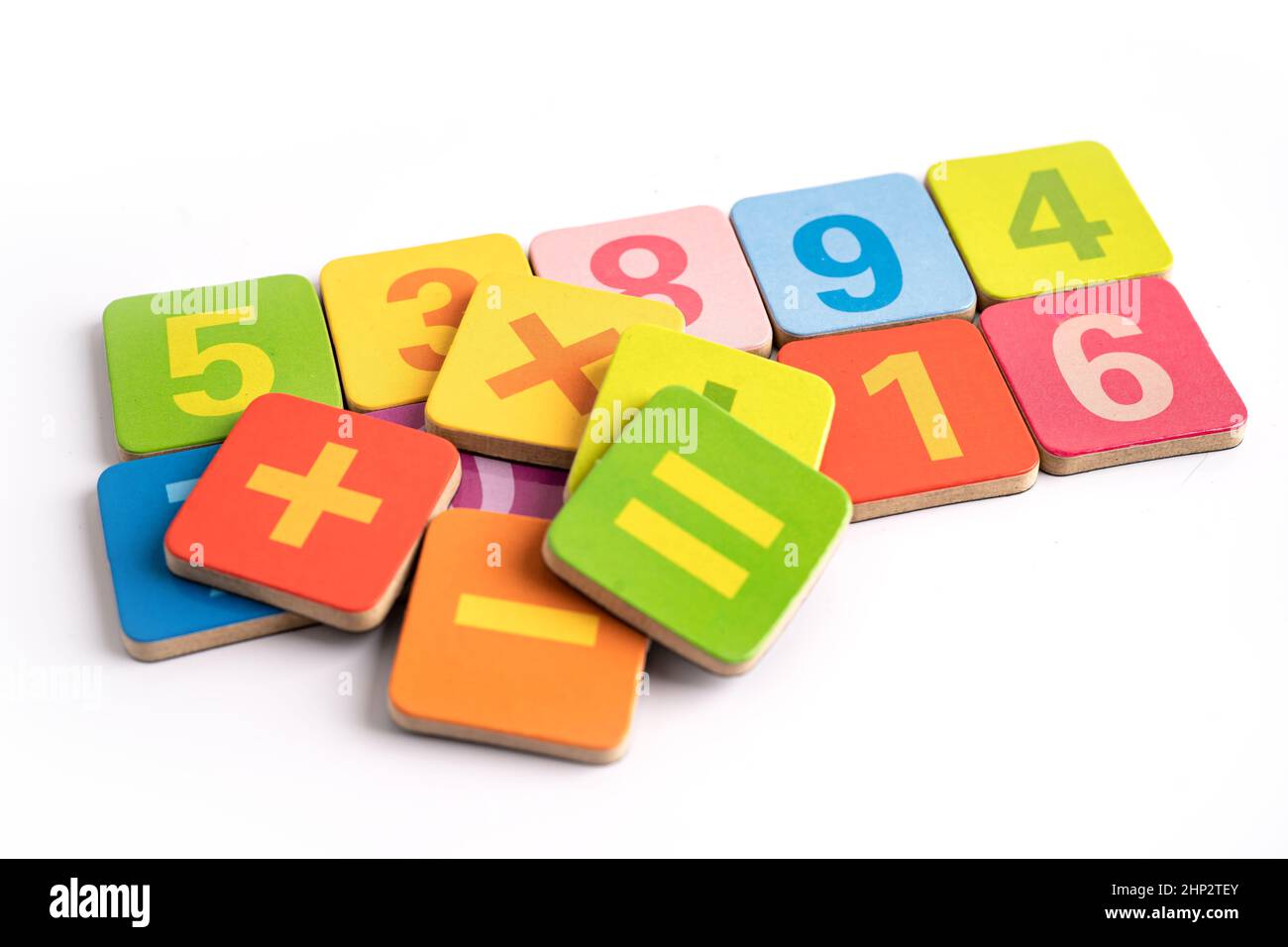 Math number colorful on white background, education study mathematics ...