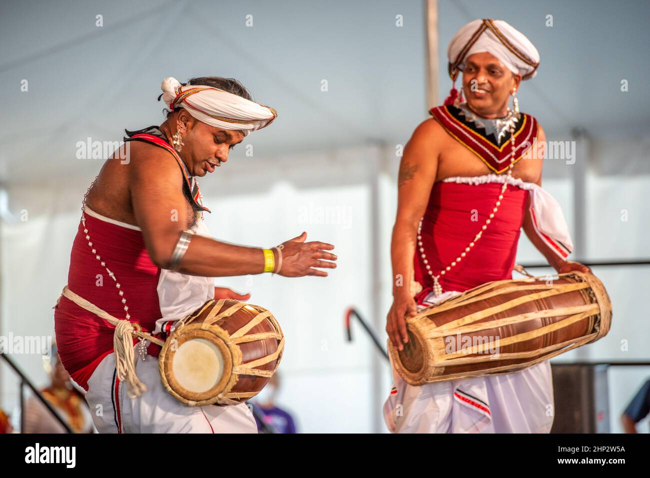 Members of the Sri Lankan Dance Academy of New York performing at the 2021 National Folk Festival in Salisbury Maryland Stock Photo
