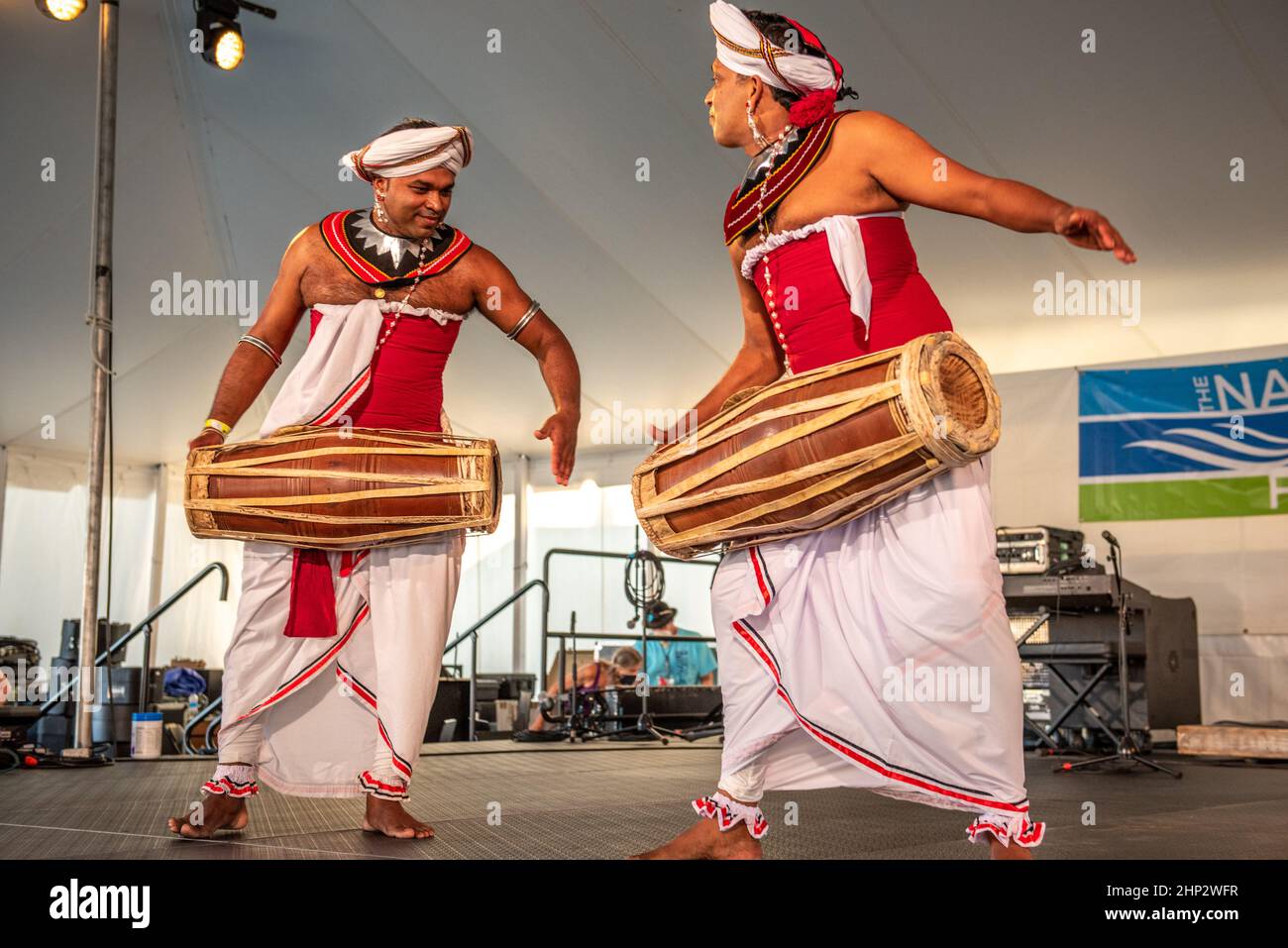 Members of the Sri Lankan Dance Academy of New York performing at the 2021 National Folk Festival in Salisbury Maryland Stock Photo
