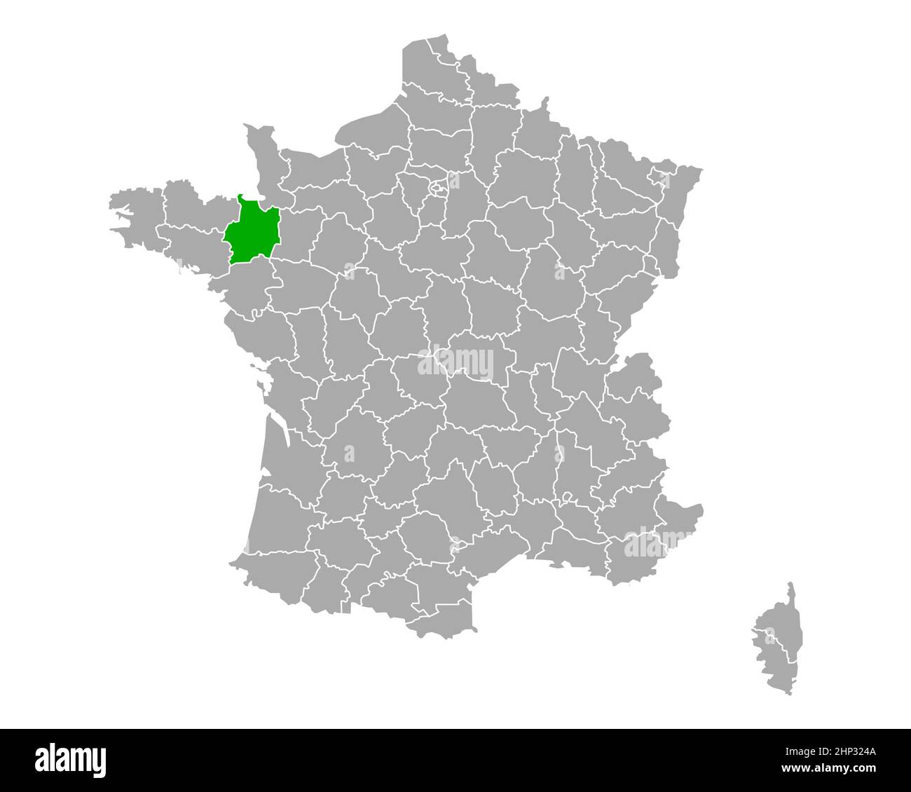 Map of Ille-et-Vilaine in France Stock Photo
