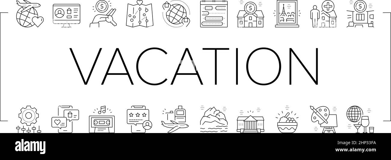 Vacation Rentals Place Collection Icons Set Vector Stock Vector Image