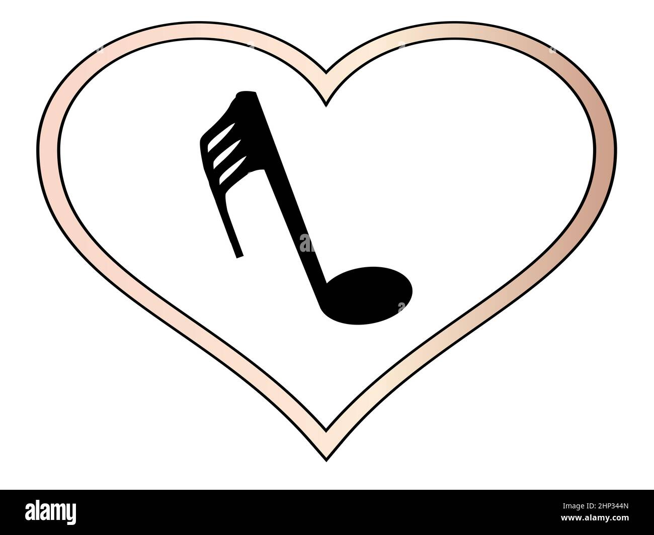 A musical note inset into a isolated pink heart Stock Photo - Alamy