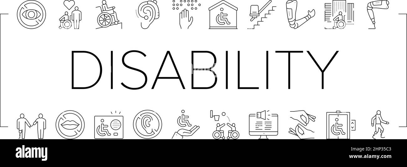 Disability Technology Collection Icons Set Vector Stock Vector Image ...