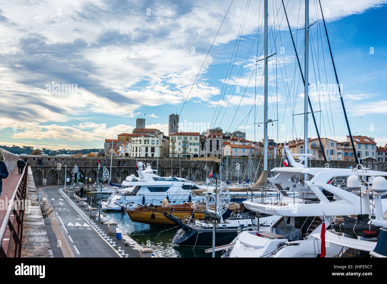 View of the port of Antibes and the old town, France Stock Photo
