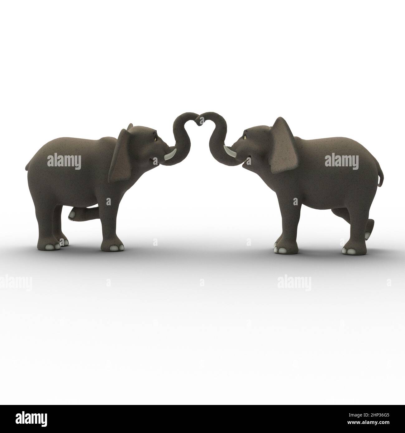 3D-illustration of a cute and funny adult cartoon elephant show love Stock Photo