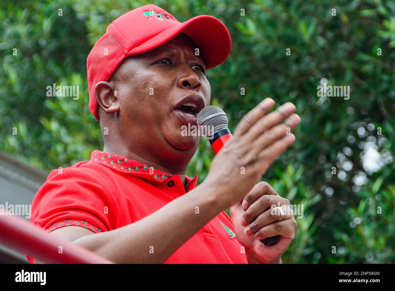 18th Feb 2022 Soweto, South Africa Julius Sello Malema (President of the Economic Freedom Fighters) at the EFF 1 million membership launch at Hector P Stock Photo