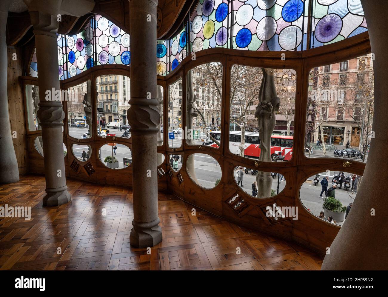 The Noble Floor, living room in Casa Batllo, a house on Barcelona's Passeig de Gracia, redesigned by architect Antoni Gaudi between in a striking mode Stock Photo