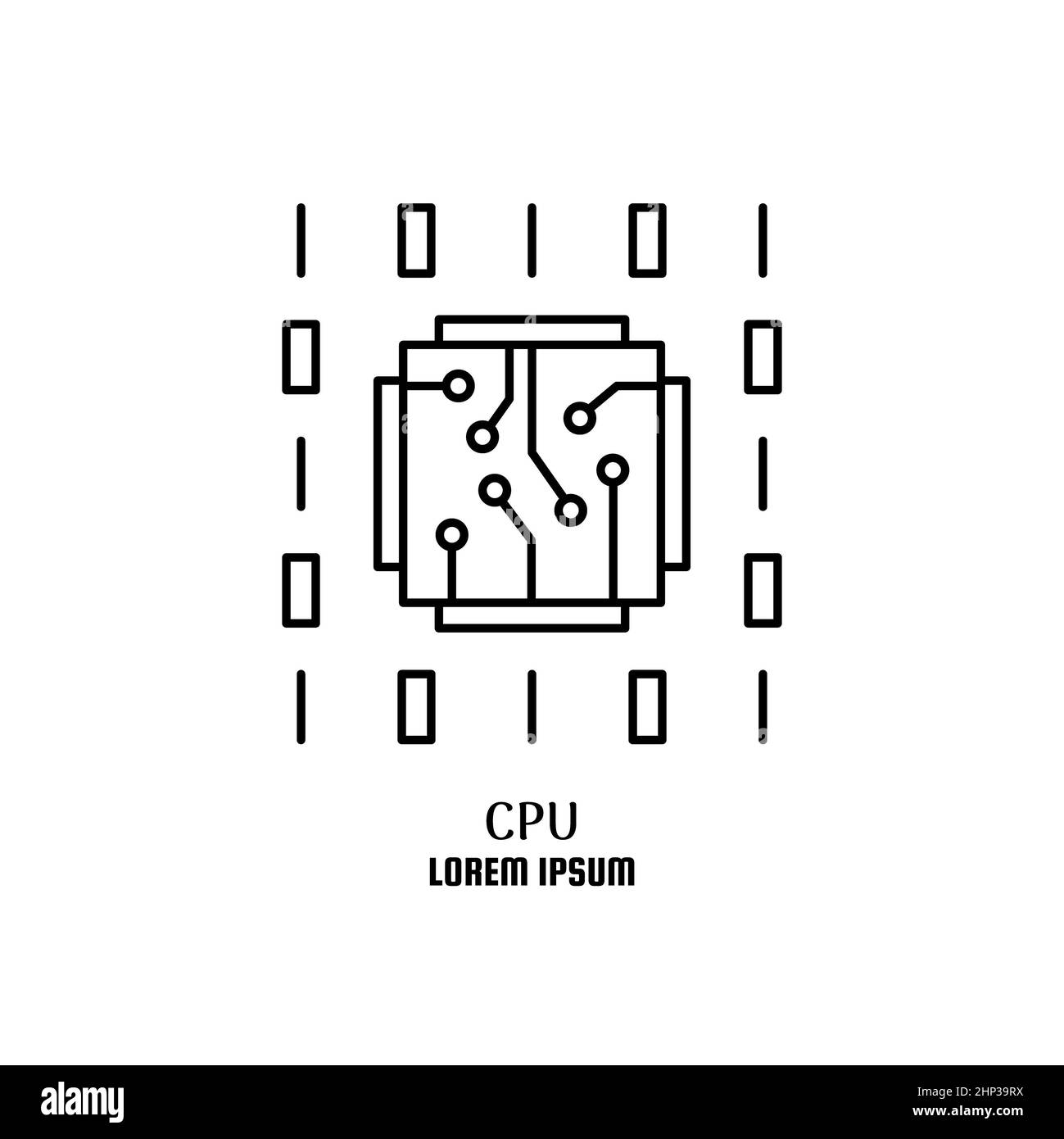 Artificial intelligence and machine learning line icon. Gpu binary ...