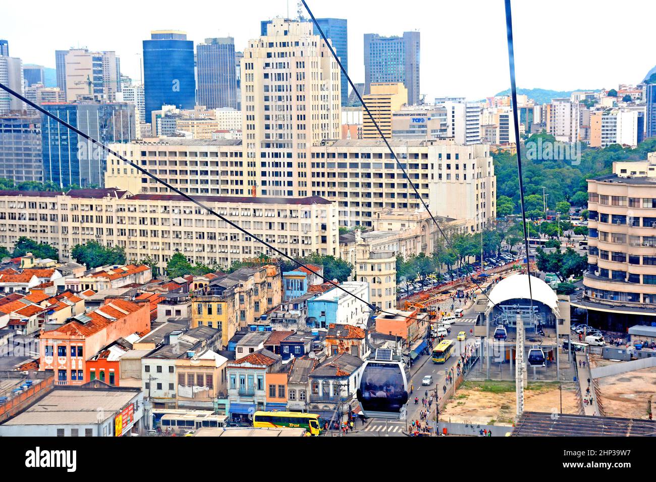 The business district of Rio de Janeiro view from the Teleférico da Providência, Brazil Stock Photo