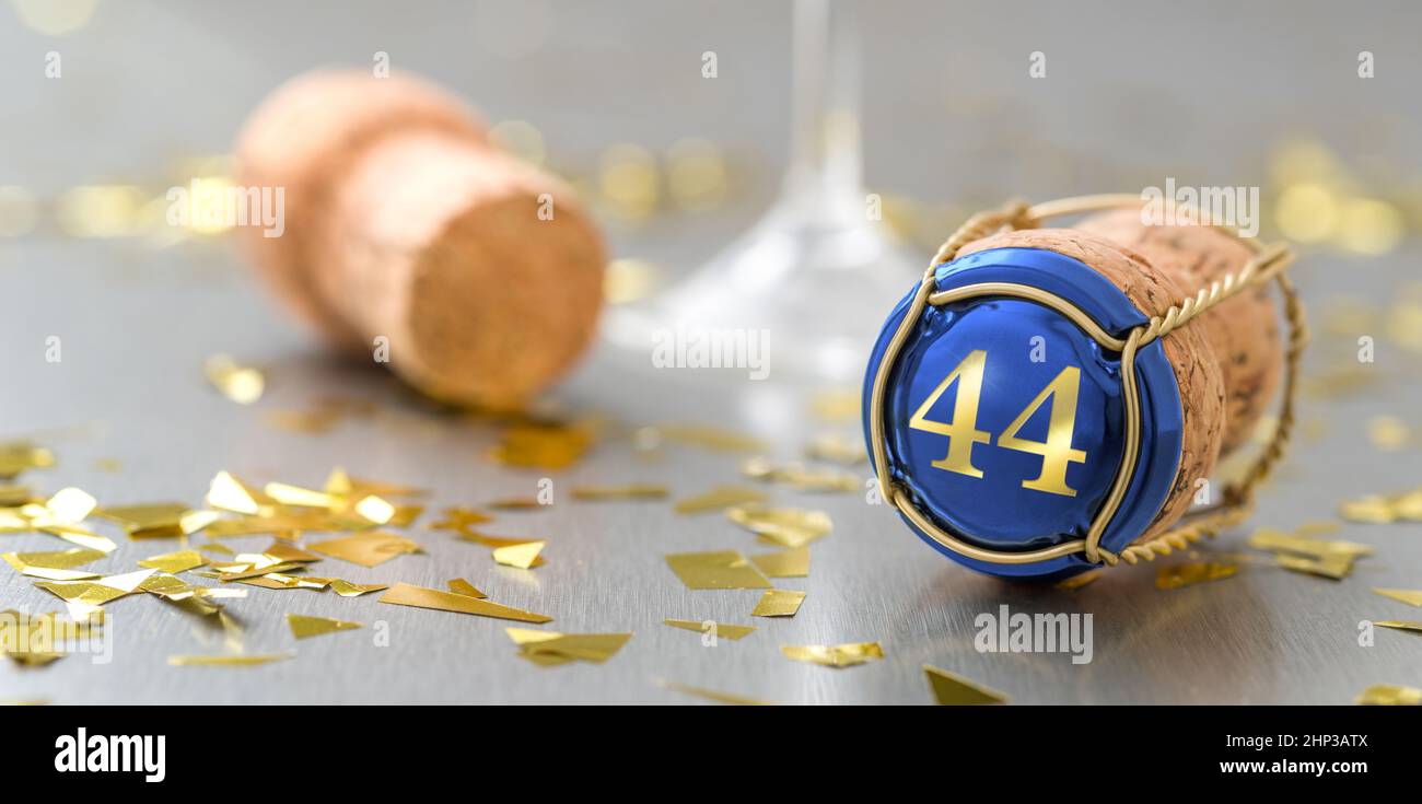 Champagne cap with the Number 44 Stock Photo