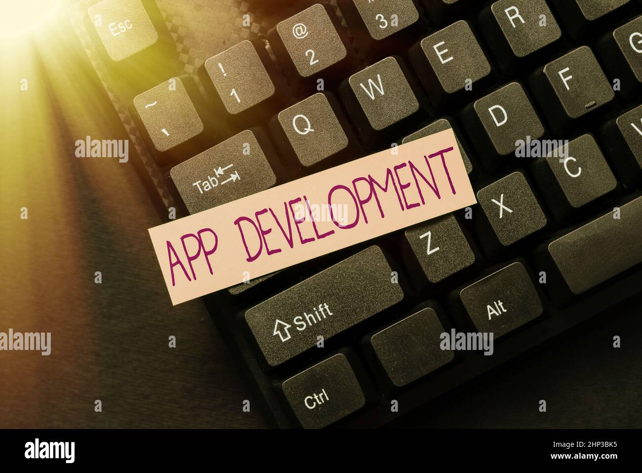 Writing displaying text App Development, Business idea producing computer software with a specialized purpose Creating Social Media Comment Message, T Stock Photo