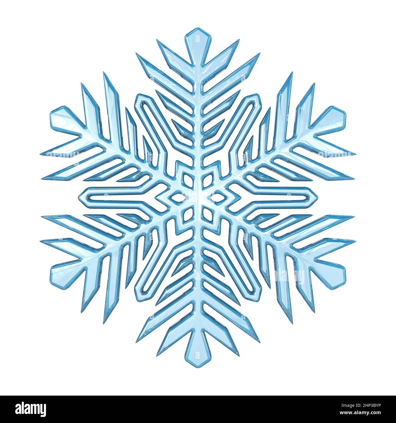 Christmas snowflake complex shape 3D rendering illustration isolated on ...