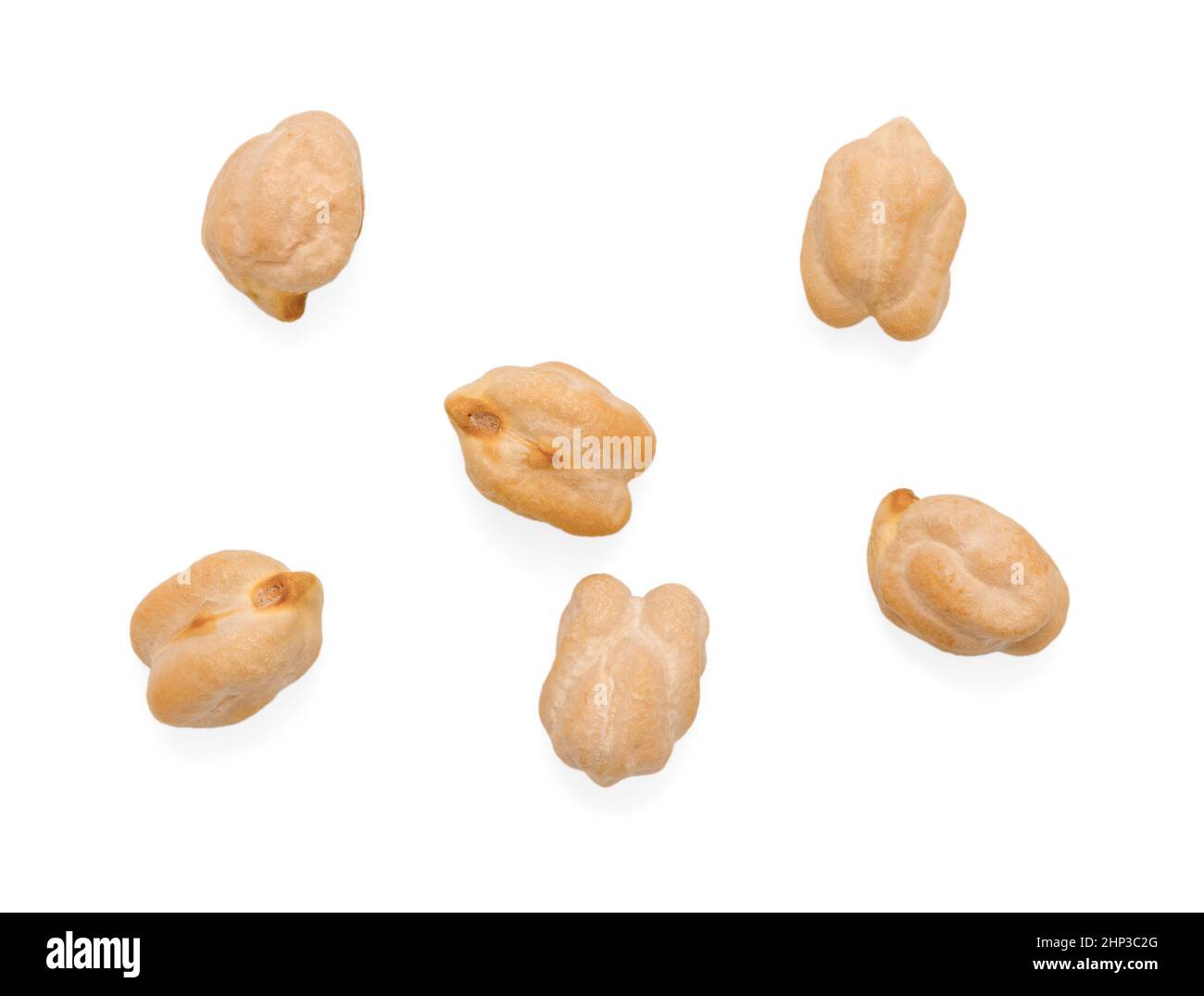 Dried chickpea beans isolated on white background. Flat lay Collection