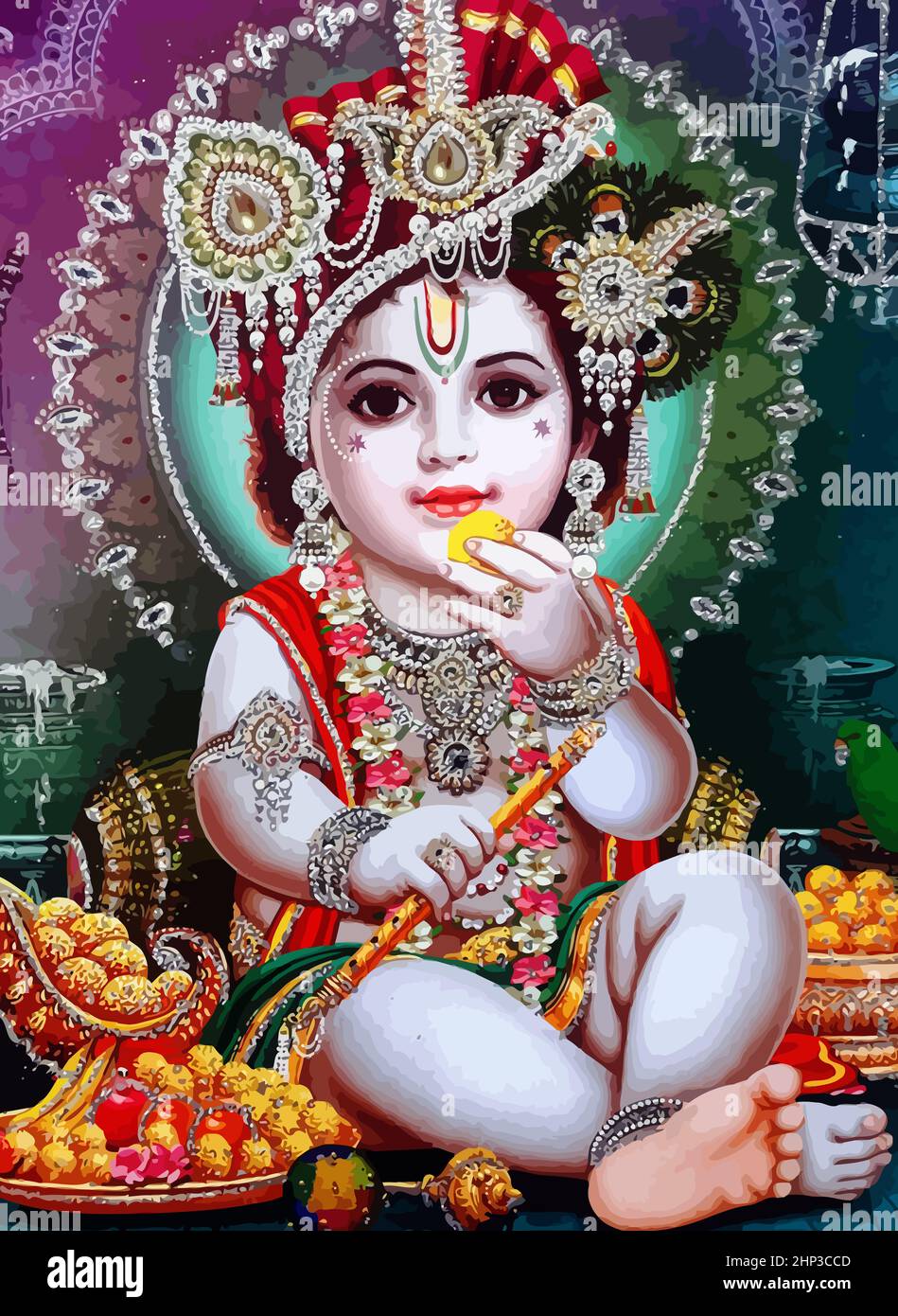 shri gopal krishna hinduism culture mythology illustration Stock Photo