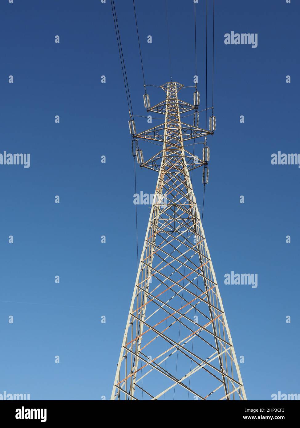 electric power high voltage transmission line tower Stock Photo Alamy