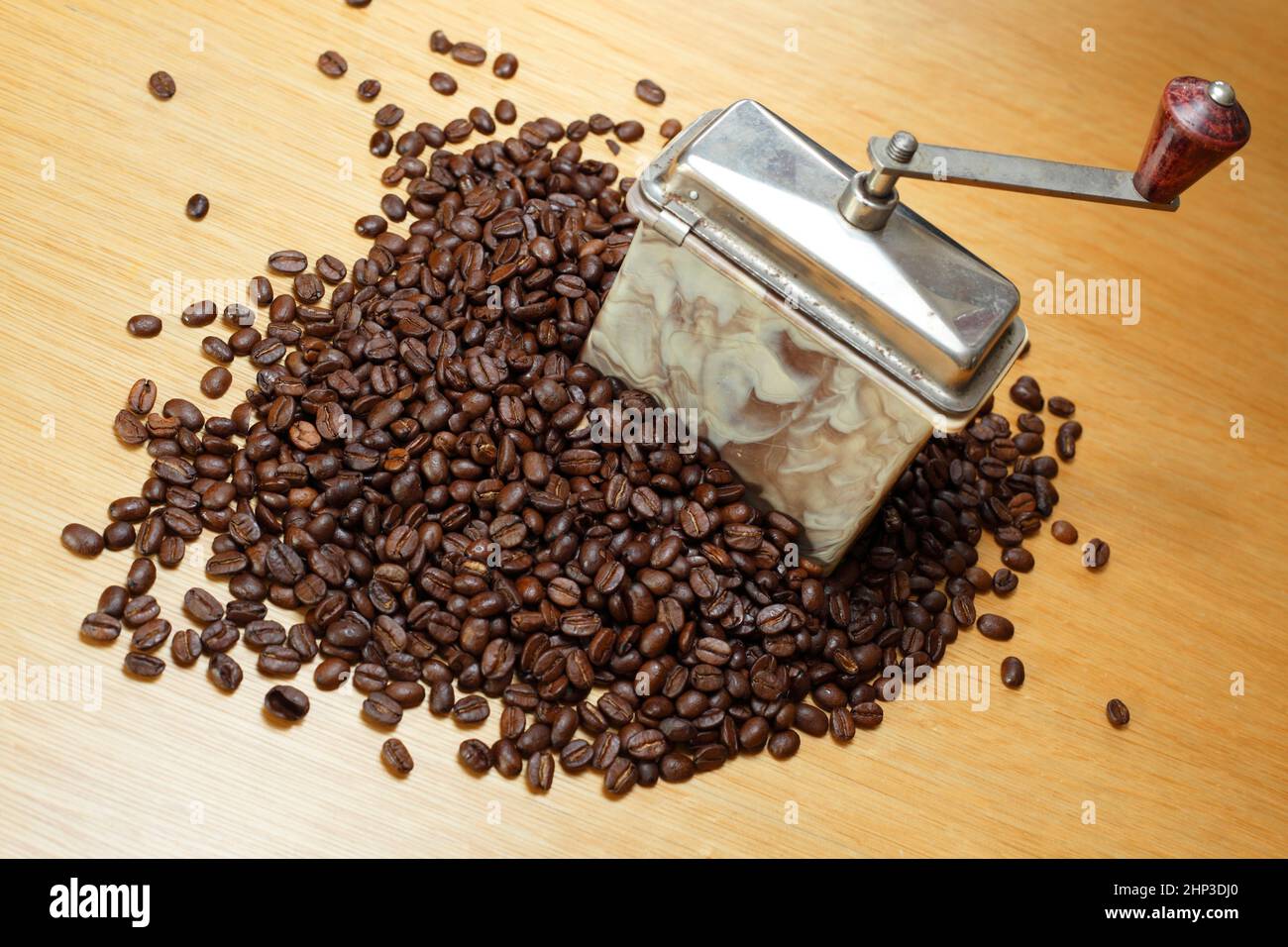 coffe mill with beans Stock Photo