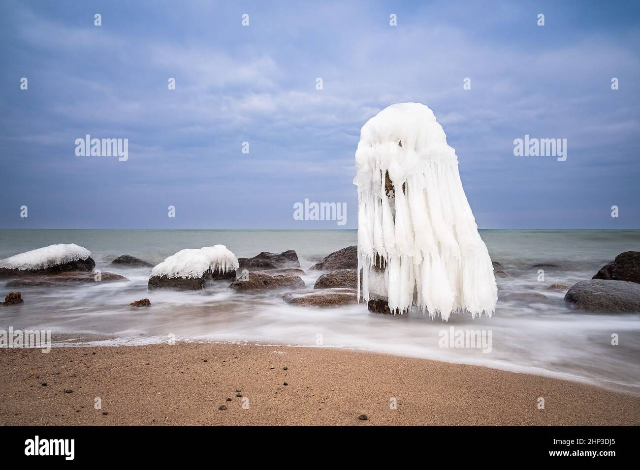 Winter on shore of the Baltic Sea in Kuehlungsborn, Germany. Stock Photo