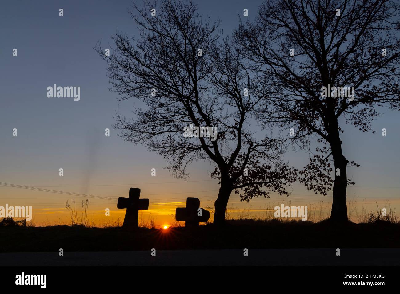 Reconciliation crosses near Milhostov, Western Bohemia, Czech Republic Stock Photo