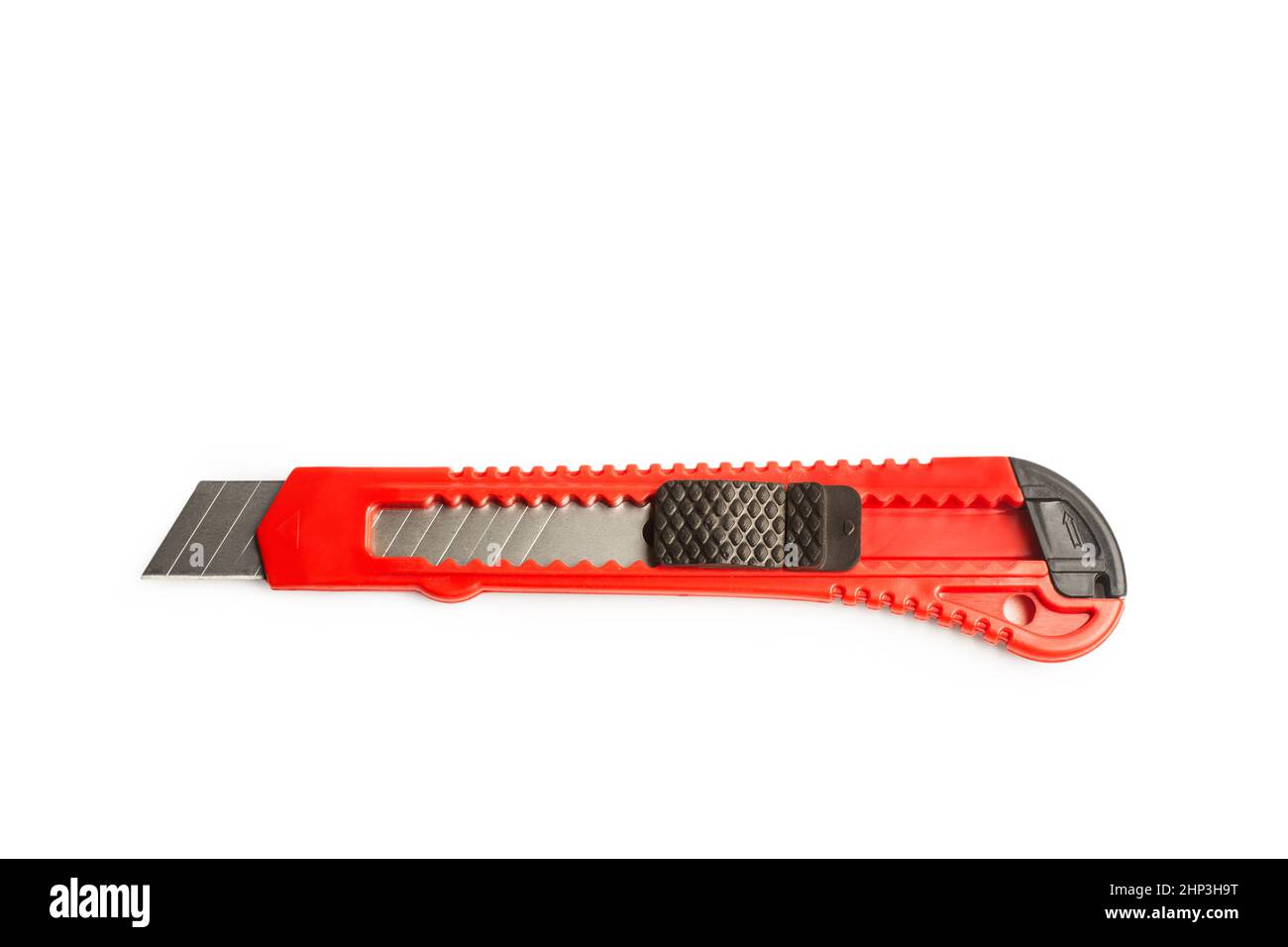 A red cutter knife isolated on a white background with copy space Stock Photo