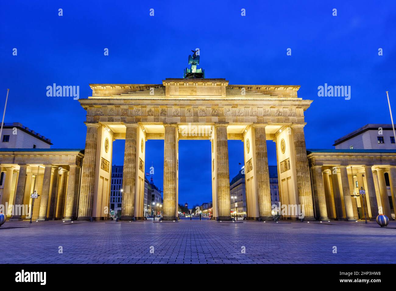Berlin Brandenburger Tor Gate in Germany at night blue hour twilight Stock Photo