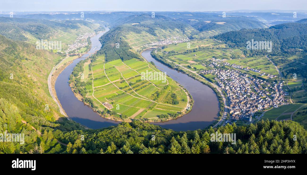 Moselle loop Calmont Mosel river landscape nature panorama in Bremm Germany travel Stock Photo