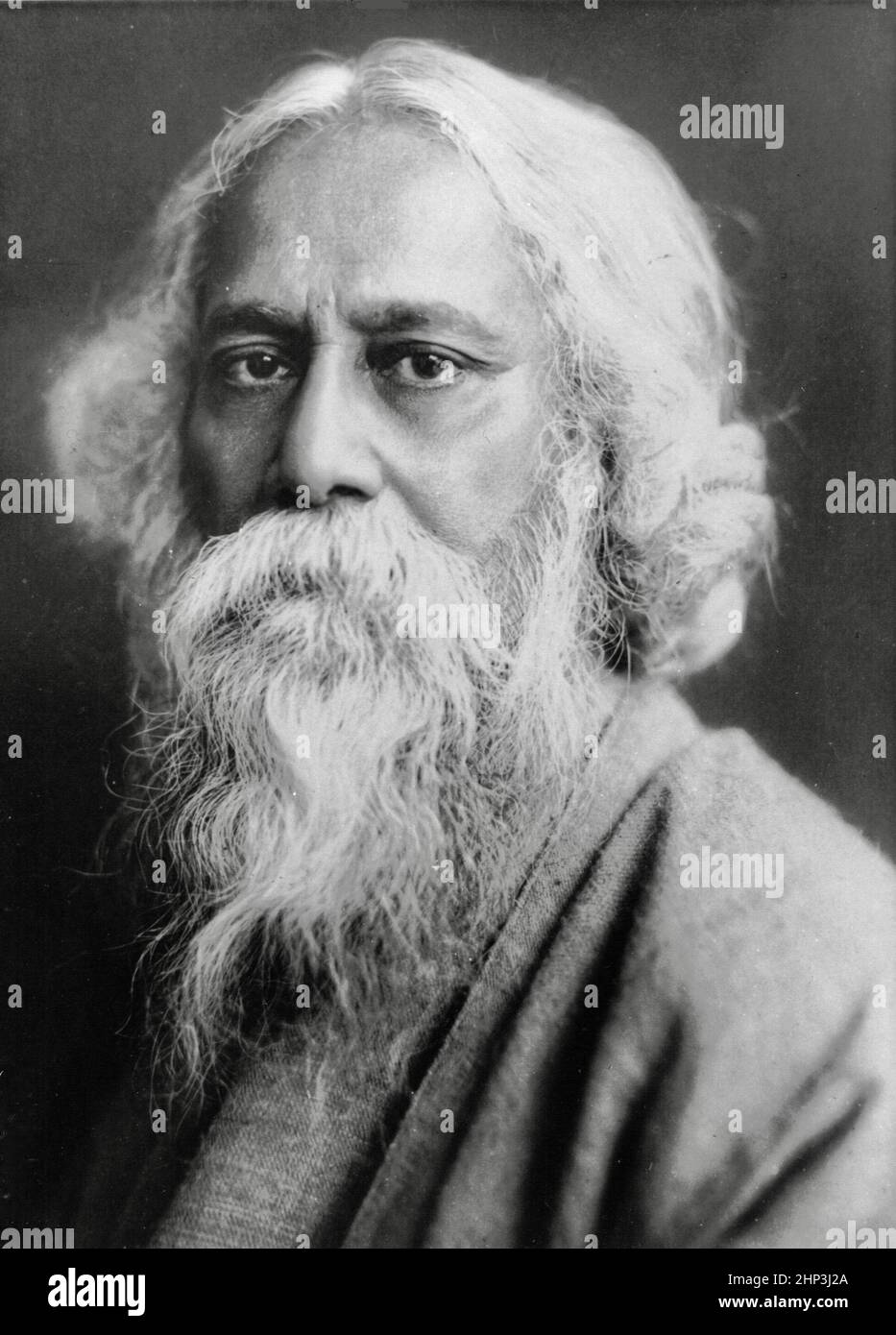 Rabindranath Tagore -  Bengali poet, writer, playwright, composer, philosopher, social reformer and painter. Stock Photo