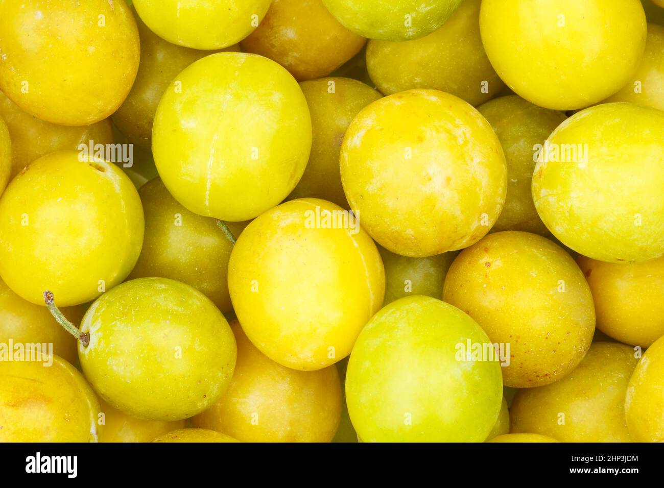 Mirabelles fruits mirabelle plum fruit background from above Stock Photo