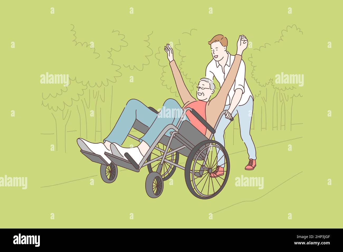 Boy wheelchair outdoor Stock Vector Images - Alamy
