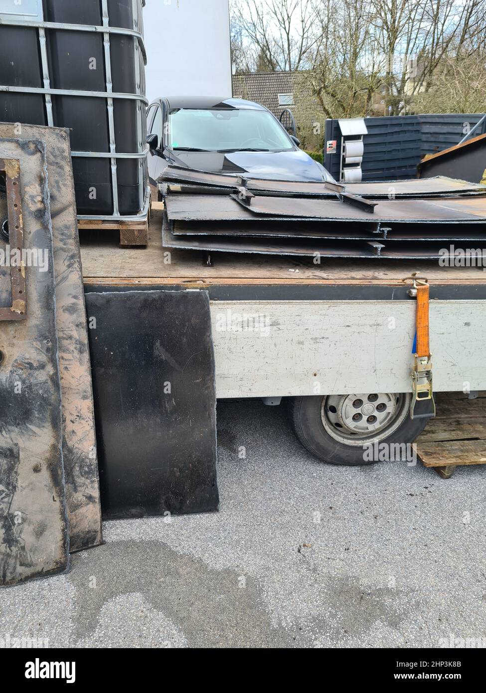 Old heating oil tank in dingy dank basement Stock Photo Alamy
