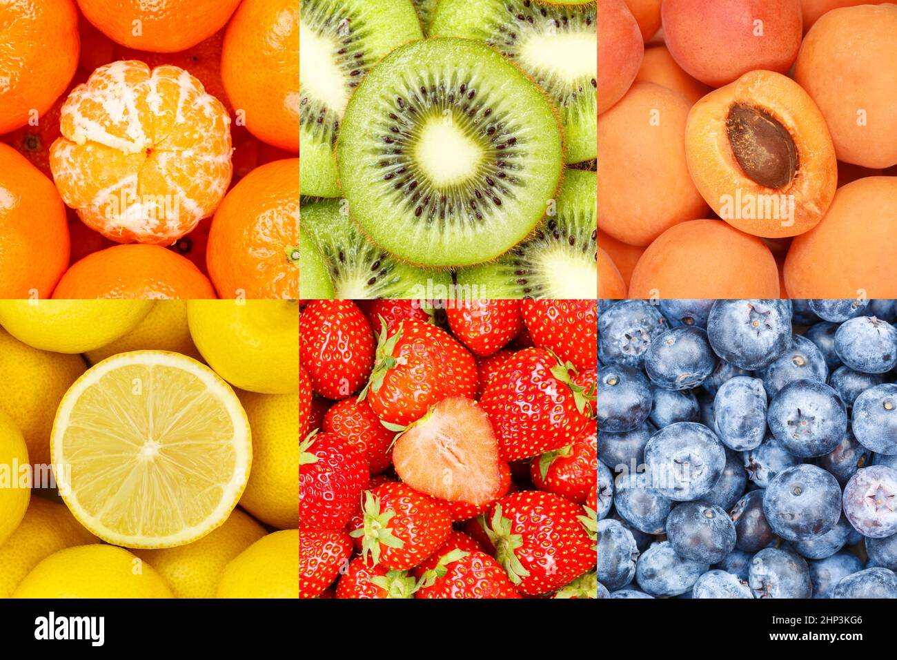 Collection of fruits fruit collage background with strawberries