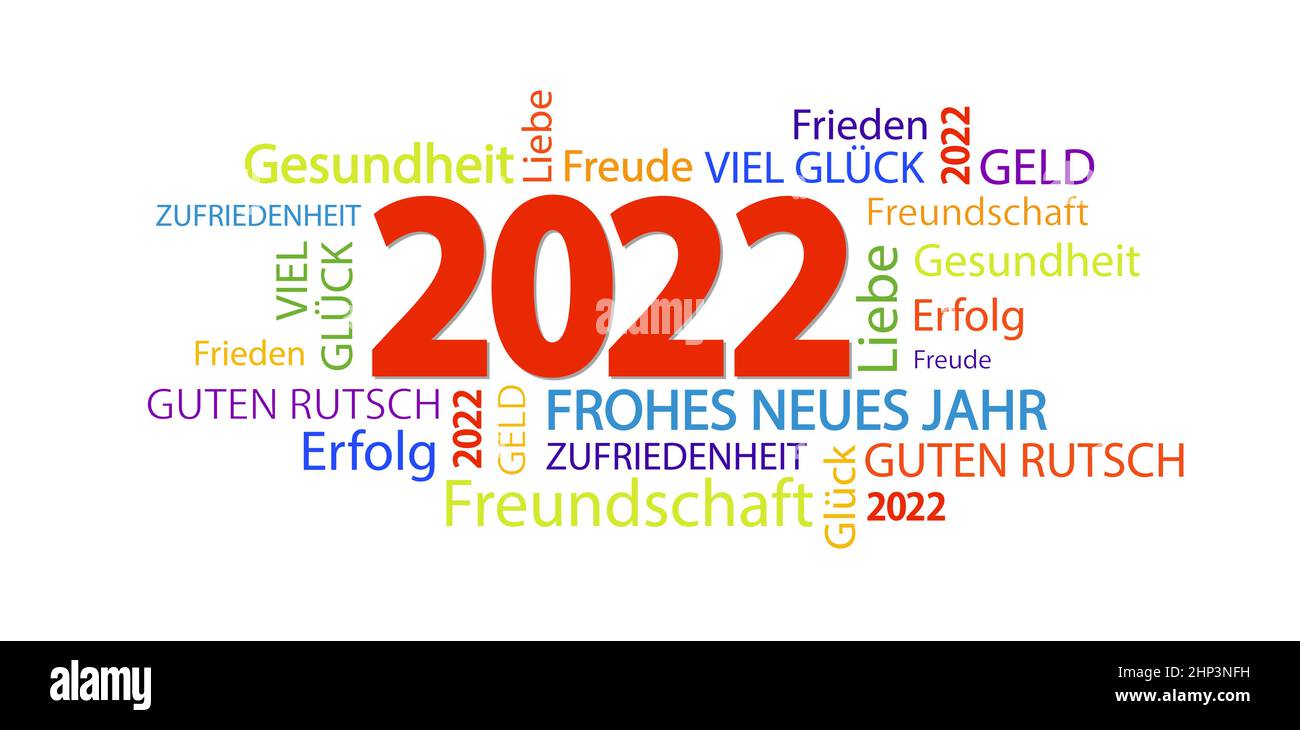 word cloud with new year 2022 greetings Stock Vector
