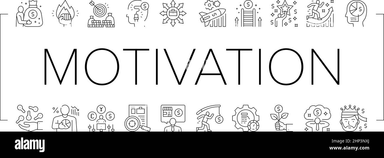 Business Motivation Collection Icons Set Vector Stock Vector Image ...