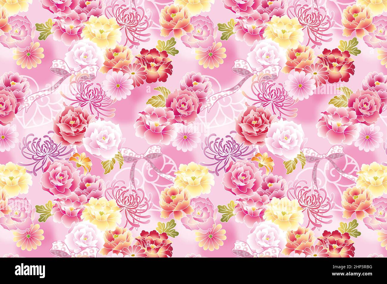classic seamless vintage floral pattern wallpaper on Pink background ...