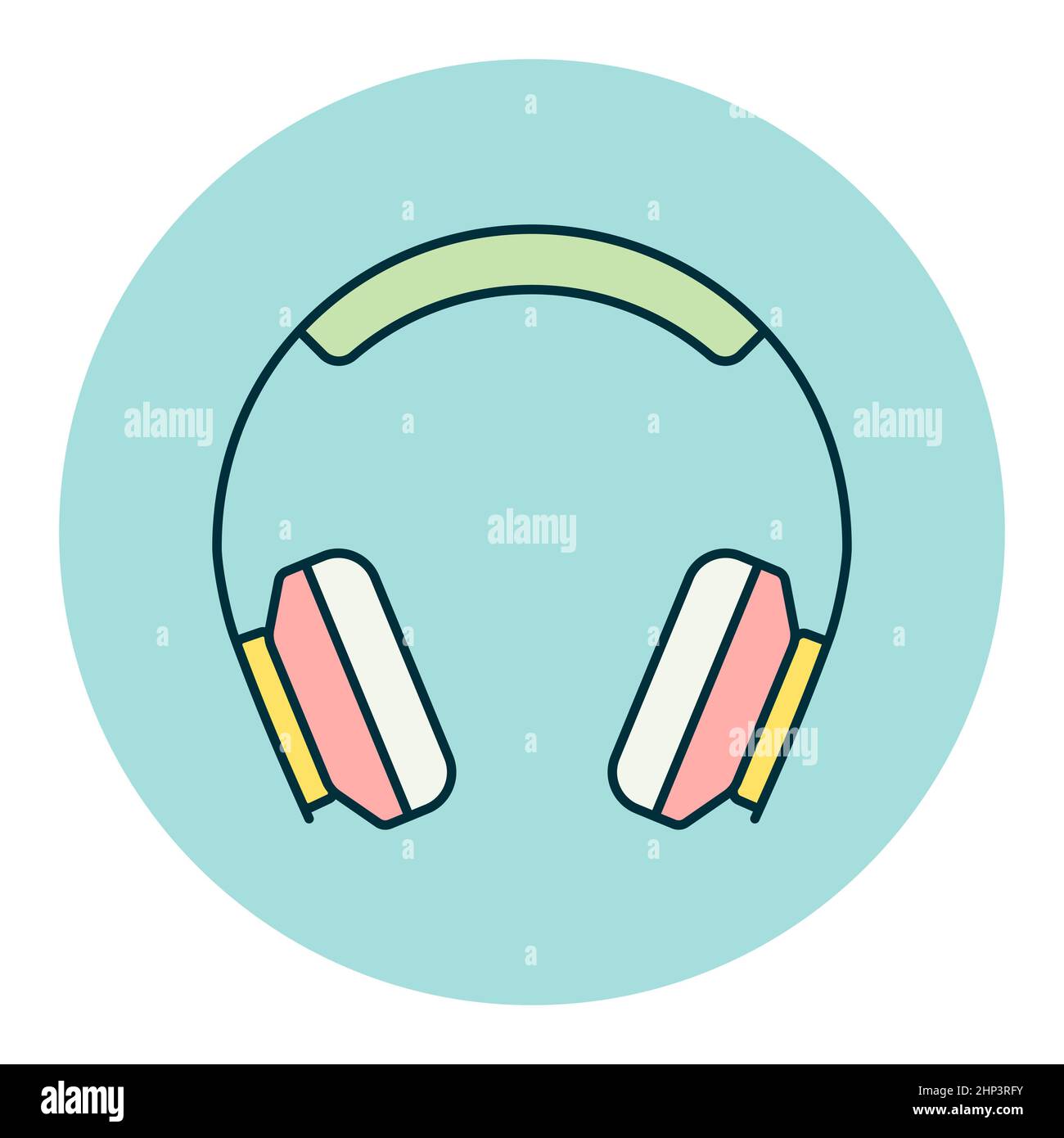 Over-ear headphones vector flat icon. Graph symbol for music and sound ...
