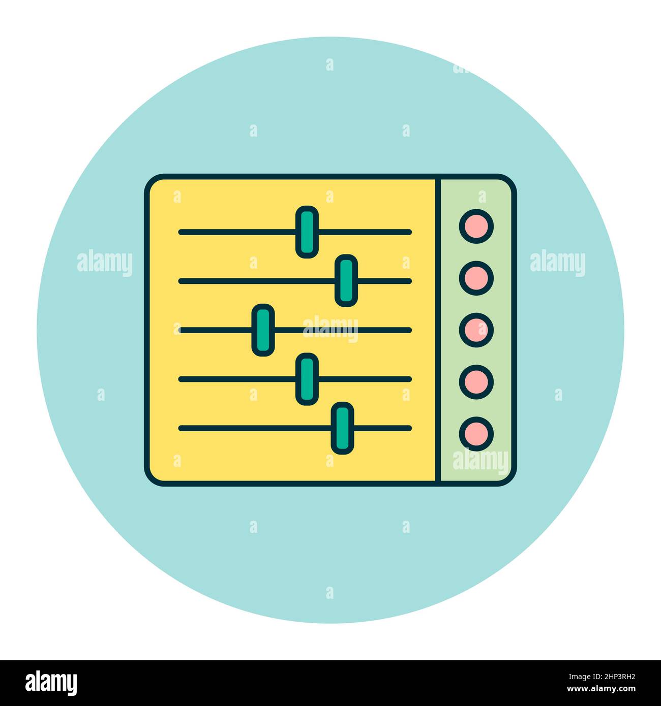 Mixing console color vector icon. Graph symbol for music and sound web site and apps design, logo, app, UI Stock Photo